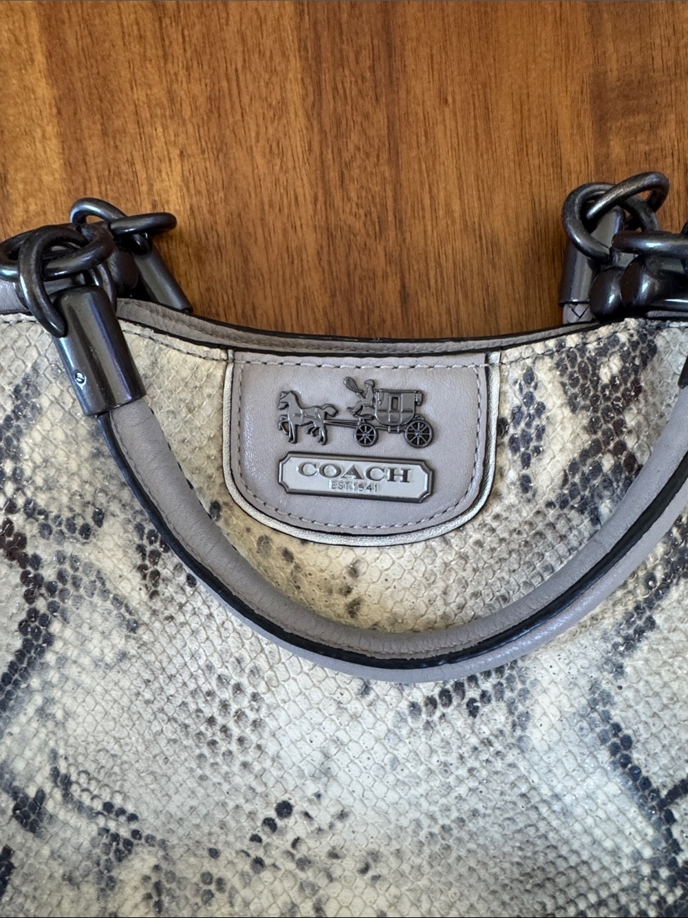 Coach Madison Pinnacle Satchel Python Embossed Leather Bag - Picture 3 of 11
